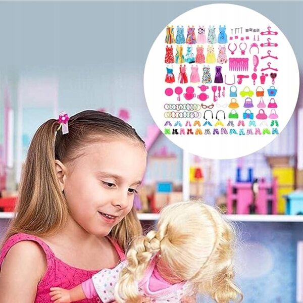 Set 68 Abiti e Accessori per Bambole con Vestiti, Scarpe e Gioielli