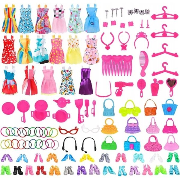 Set 68 Abiti e Accessori per Bambole con Vestiti, Scarpe e Gioielli