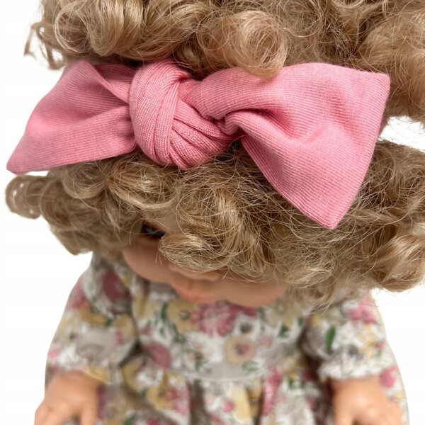 Kleid mit Stirnband für Miniland 38 cm und Minikane 34 cm Puppen, Blumenmuster