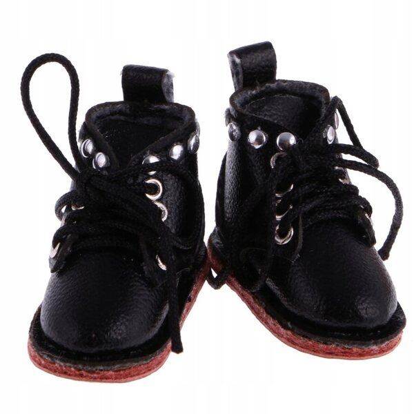 Scarpe in pelle PU per bambole da 12'' Blythe - Nero, fatte a mano