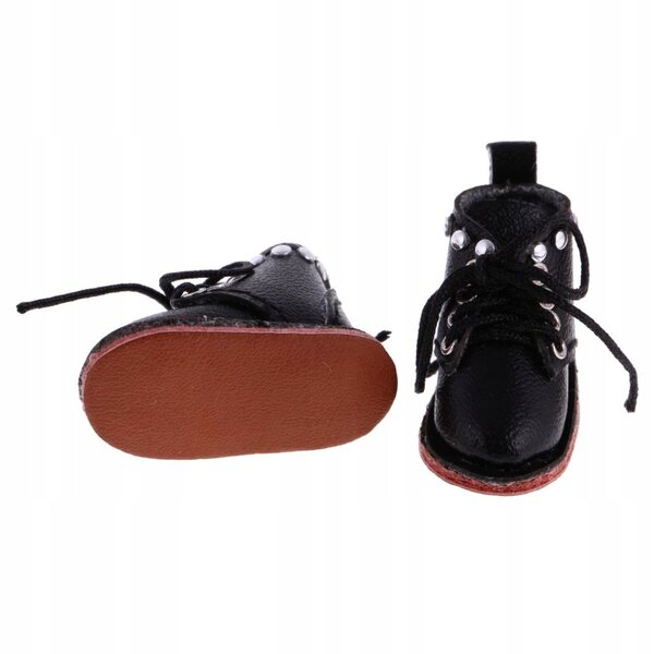 Scarpe in pelle PU per bambole da 12'' Blythe - Nero, fatte a mano