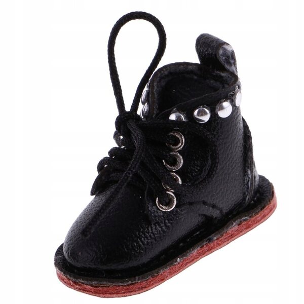 Scarpe in pelle PU per bambole da 12'' Blythe - Nero, fatte a mano