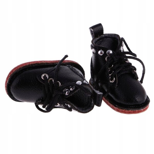 Scarpe in pelle PU per bambole da 12'' Blythe - Nero, fatte a mano