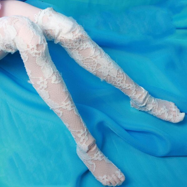 Calze in pizzo per bambole BJD 1/3, eleganti sopra il ginocchio, bianche
