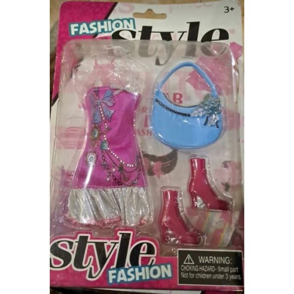 Lila Kleid für Puppe mit Tasche und Schuhen, Bigtoys 25 cm Mode-Outfit