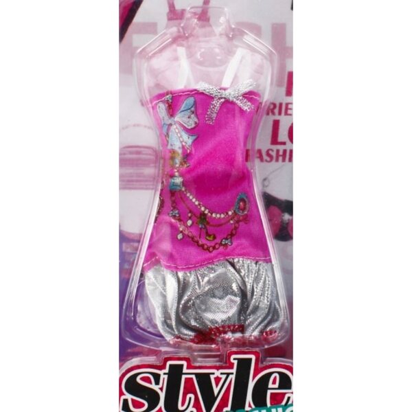 Lila Kleid für Puppe mit Tasche und Schuhen, Bigtoys 25 cm Mode-Outfit