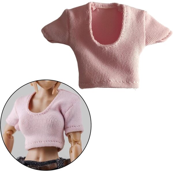 Vestito Rosa 1/12 Scala per Bambole Femminili 6 Pollici - Abbigliamento Morbido e Durevole