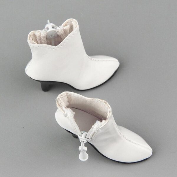 Scarpe Bianche Donna 1/6 per Figure d'Azione 12'' con Tacco Alto e Cerniera Laterale