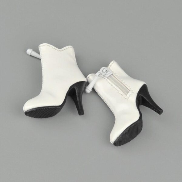 Scarpe Bianche Donna 1/6 per Figure d'Azione 12'' con Tacco Alto e Cerniera Laterale