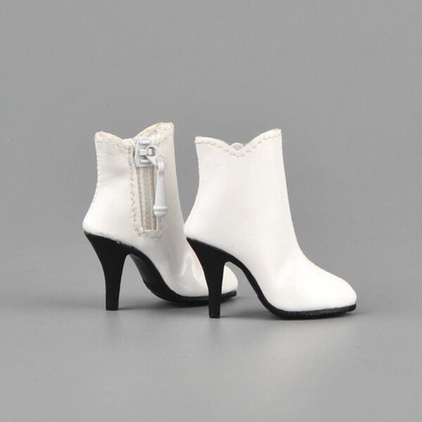 Scarpe Bianche Donna 1/6 per Figure d'Azione 12'' con Tacco Alto e Cerniera Laterale
