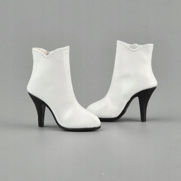 Scarpe Bianche Donna 1/6 per Figure d'Azione 12'' con Tacco Alto e Cerniera Laterale