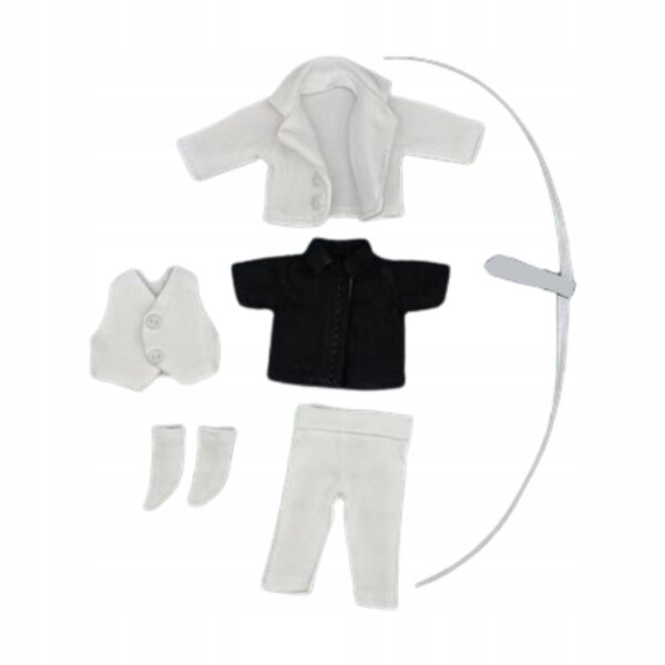 1:12 Puppenkleidung, weißes Outfit mit Jacke und Accessoires, 6-teilig