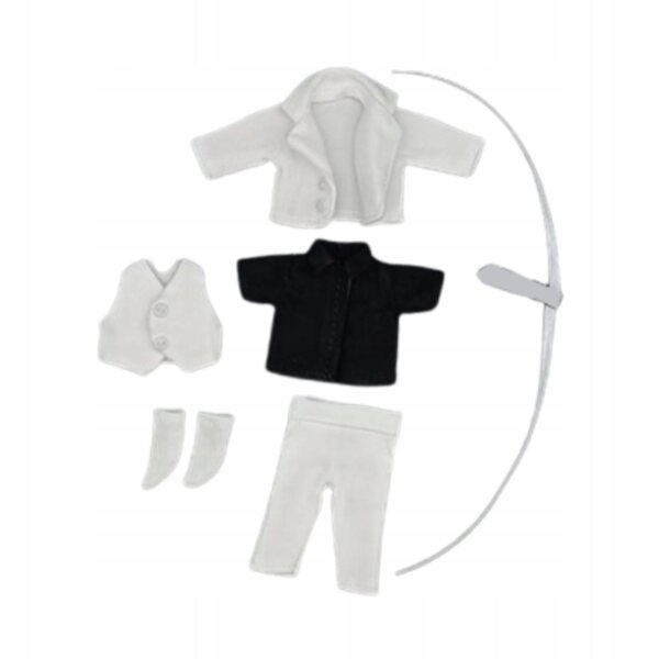 1:12 Puppenkleidung, weißes Outfit mit Jacke und Accessoires, 6-teilig
