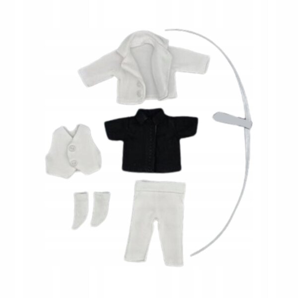 1:12 Puppenkleidung, weißes Outfit mit Jacke und Accessoires, 6-teilig