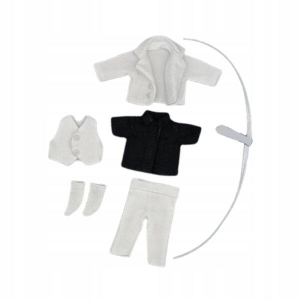 1:12 Puppenkleidung, weißes Outfit mit Jacke und Accessoires, 6-teilig