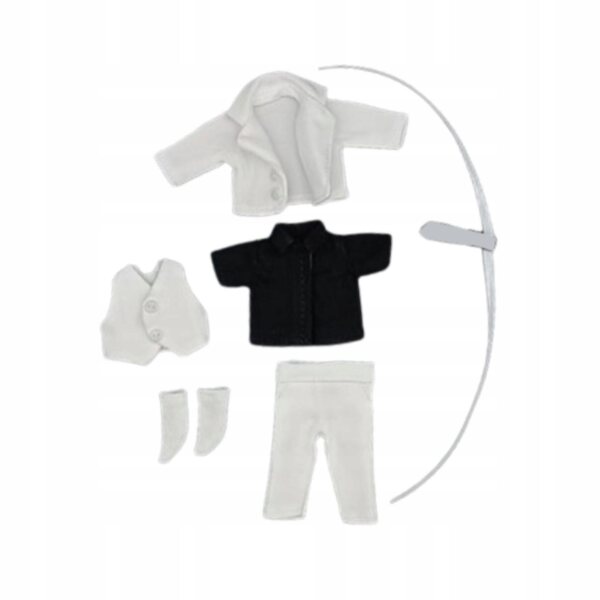 1:12 Puppenkleidung, weißes Outfit mit Jacke und Accessoires, 6-teilig