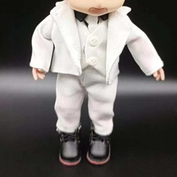 1:12 Puppenkleidung, weißes Outfit mit Jacke und Accessoires, 6-teilig