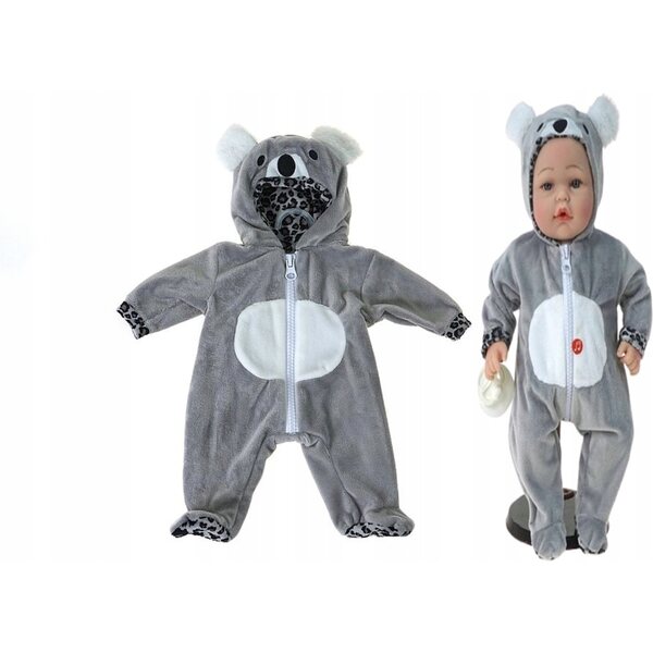 Pajacyk z kapturem per bambola 35-45 cm, abbigliamento realistico e lavabile