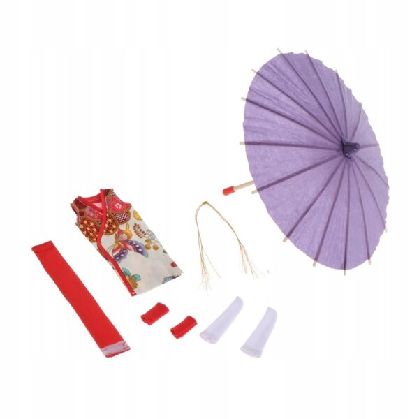 Mehrfarbiges Kimono-Kleid für 1/6 Puppen – komplettes Set mit Zubehör im Lieferumfang enthalten