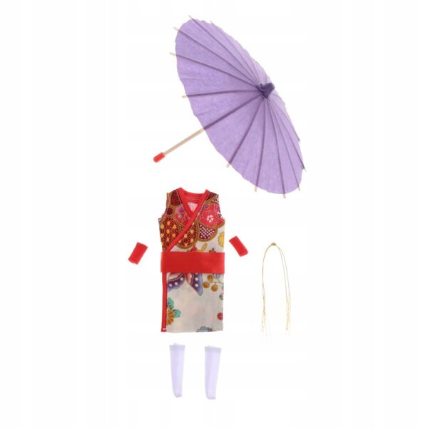 Mehrfarbiges Kimono-Kleid für 1/6 Puppen – komplettes Set mit Zubehör im Lieferumfang enthalten