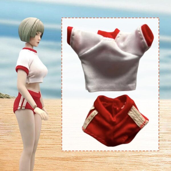 1/12 Bekleidungsset für 6" weibliche Actionfiguren - Modisches rotes Top und Shorts