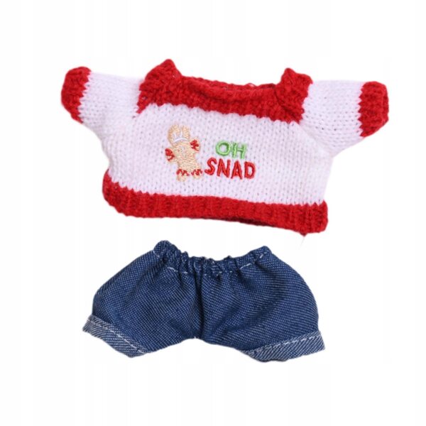 Handgefertigte Kleidung für 15–17 cm große Puppen: Pullover und Jeans
