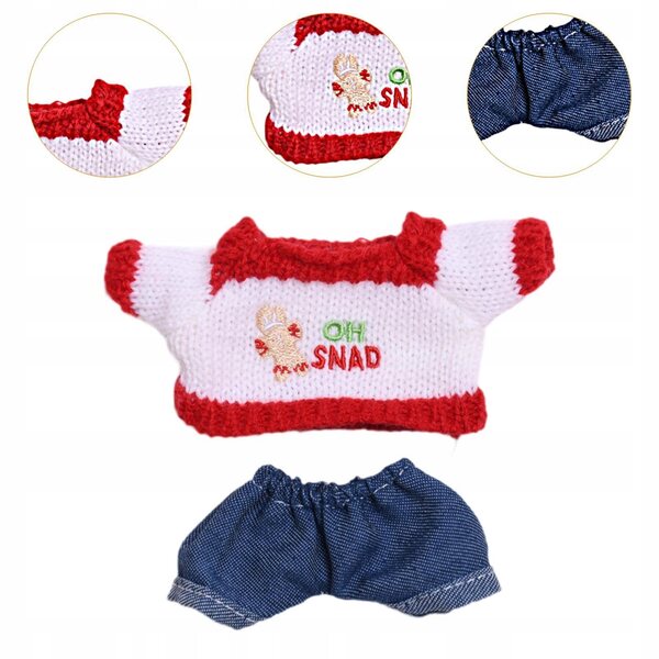 Handgefertigte Kleidung für 15–17 cm große Puppen: Pullover und Jeans