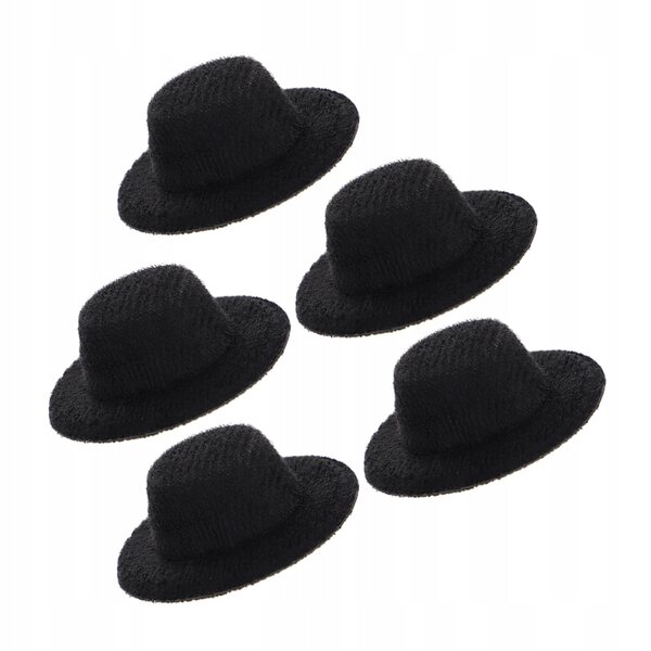 Mini cappelli di feltro neri per bambole set da 5 pezzi 4x4 cm