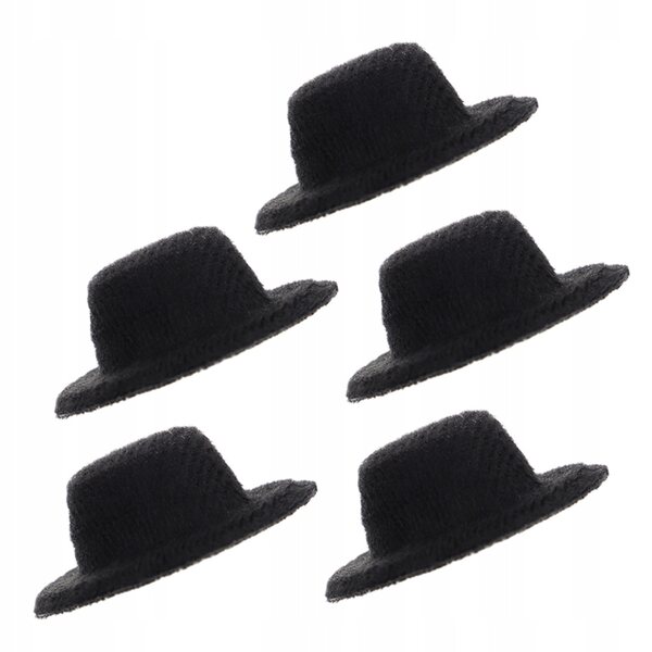 Mini cappelli di feltro neri per bambole set da 5 pezzi 4x4 cm