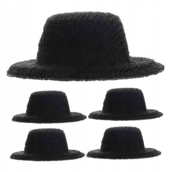 Mini cappelli di feltro neri per bambole set da 5 pezzi 4x4 cm