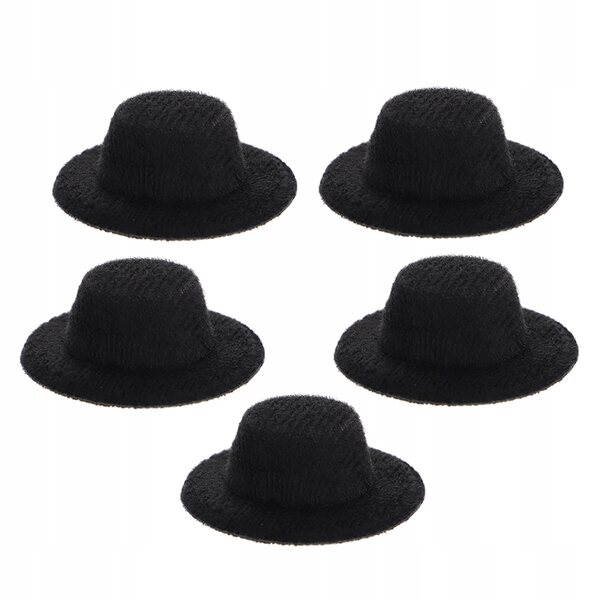 Mini cappelli di feltro neri per bambole set da 5 pezzi 4x4 cm