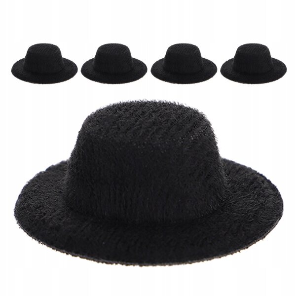 Mini cappelli di feltro neri per bambole set da 5 pezzi 4x4 cm