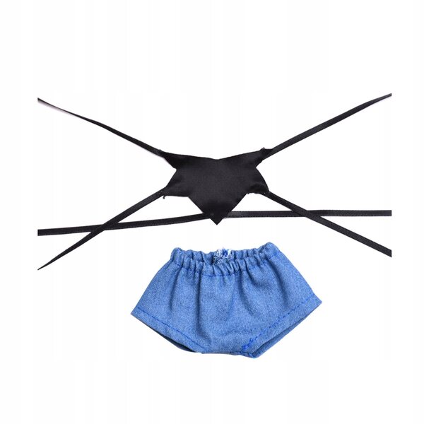 Bekleidungsset für 17-cm-Puppen – Oberteil aus farbigem Stoff und Jeans
