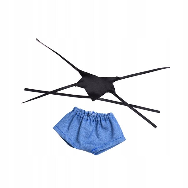 Bekleidungsset für 17-cm-Puppen – Oberteil aus farbigem Stoff und Jeans