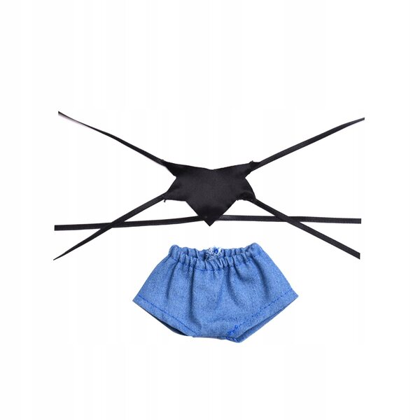 Bekleidungsset für 17-cm-Puppen – Oberteil aus farbigem Stoff und Jeans