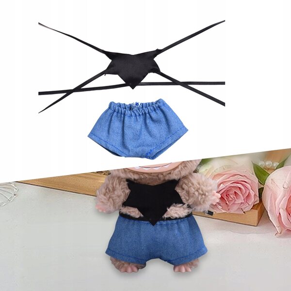 Bekleidungsset für 17-cm-Puppen – Oberteil aus farbigem Stoff und Jeans