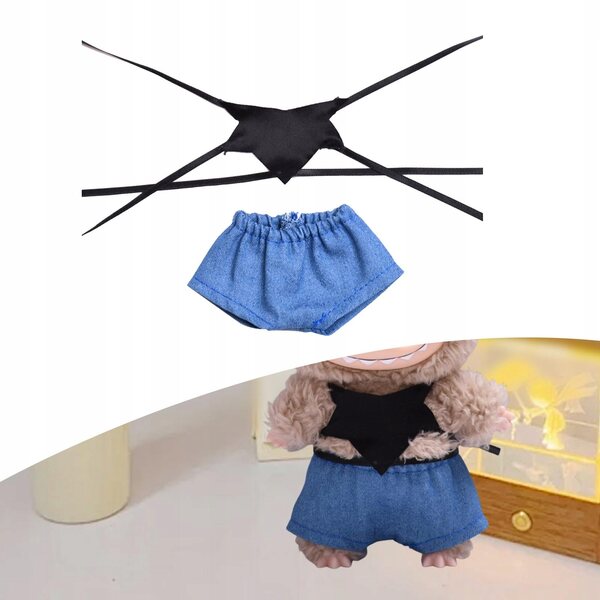 Bekleidungsset für 17-cm-Puppen – Oberteil aus farbigem Stoff und Jeans