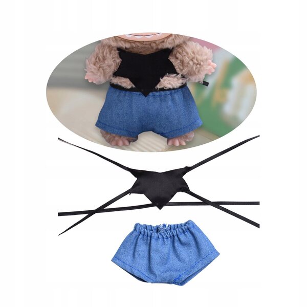 Bekleidungsset für 17-cm-Puppen – Oberteil aus farbigem Stoff und Jeans