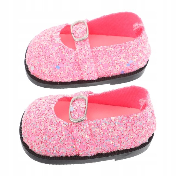 Coppia di Scarpe Rosa con Paillettes per Bambole, Accessori Miniatura