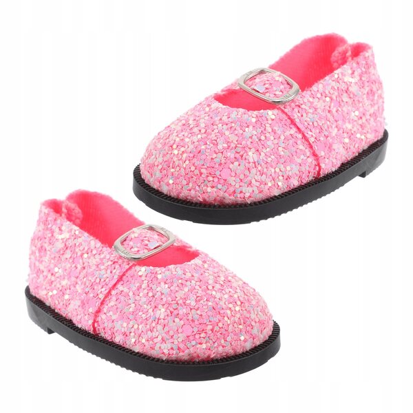 Coppia di Scarpe Rosa con Paillettes per Bambole, Accessori Miniatura