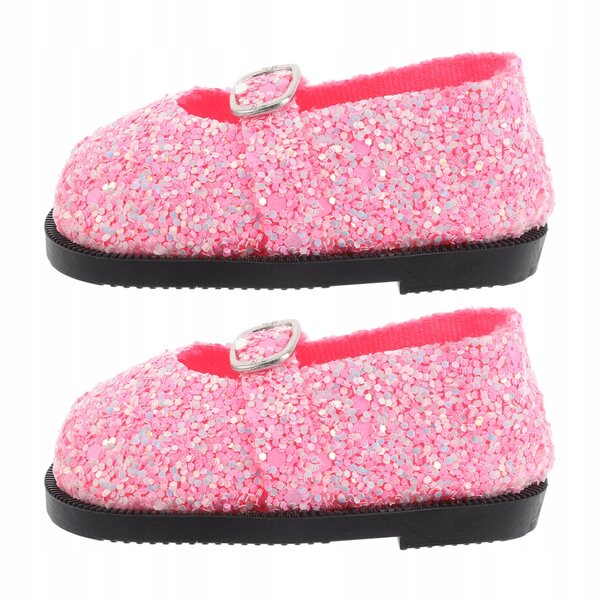 Coppia di Scarpe Rosa con Paillettes per Bambole, Accessori Miniatura