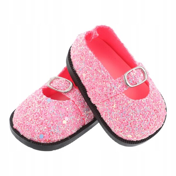 Coppia di Scarpe Rosa con Paillettes per Bambole, Accessori Miniatura