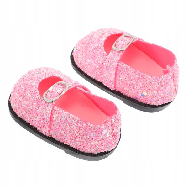 Coppia di Scarpe Rosa con Paillettes per Bambole, Accessori Miniatura