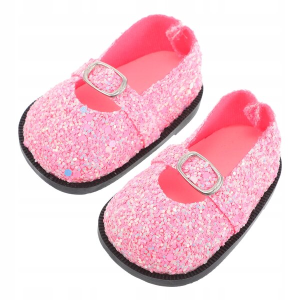 Coppia di Scarpe Rosa con Paillettes per Bambole, Accessori Miniatura