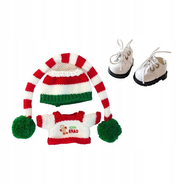 Bekleidungsset für 15–17 cm große Puppen mit weißem T-Shirt, Accessoires und Schuhen