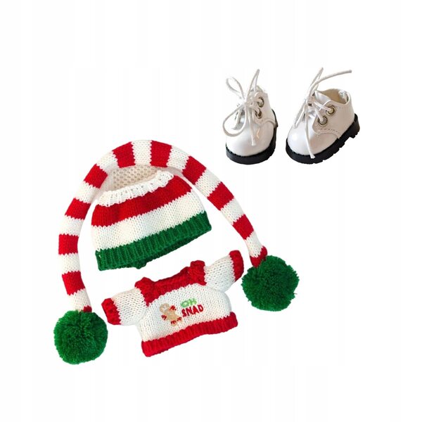 Bekleidungsset für 15–17 cm große Puppen mit weißem T-Shirt, Accessoires und Schuhen