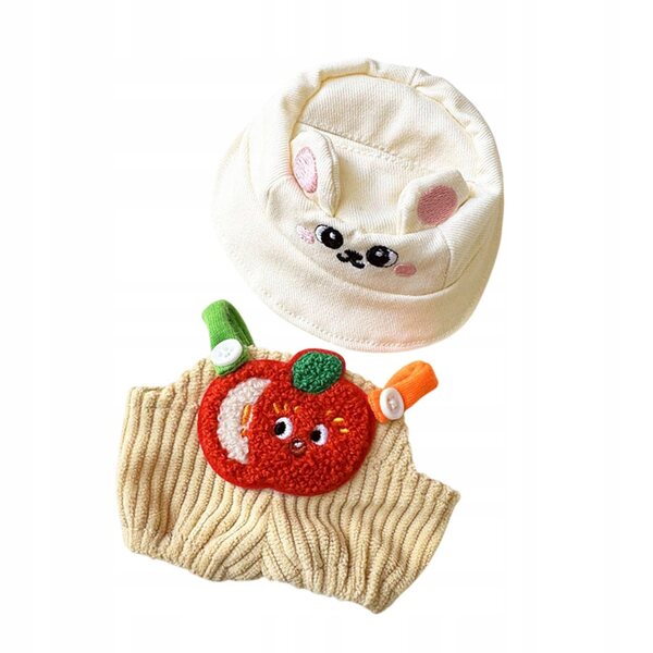 Hose und Mütze für 15–17 cm große Puppen – weiches, fruchtiges Kleidungsset