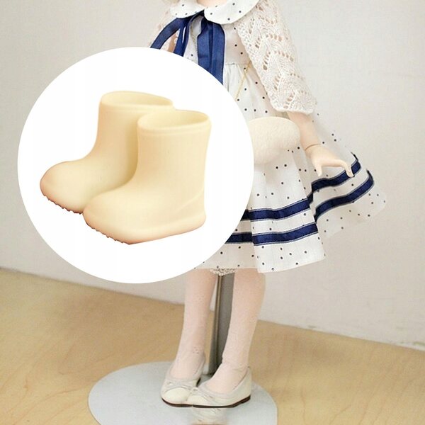Scarpe Antipioggia per Bambole 1/12 BJD Ob11 in Silicone Bianco Impermeabile