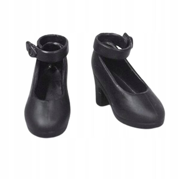 Scarpe in plastica nere per bambole 1:6 con tacco alto per Blythe e similari