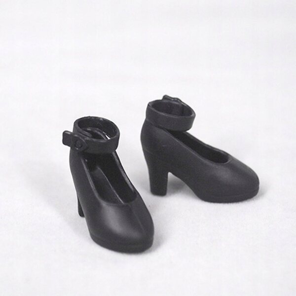 Scarpe in plastica nere per bambole 1:6 con tacco alto per Blythe e similari